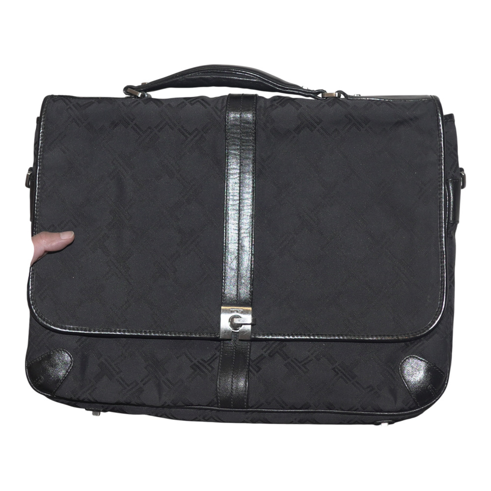 TUMI Signature Black Nylon Leather Laptop Briefcase Monogrammed
